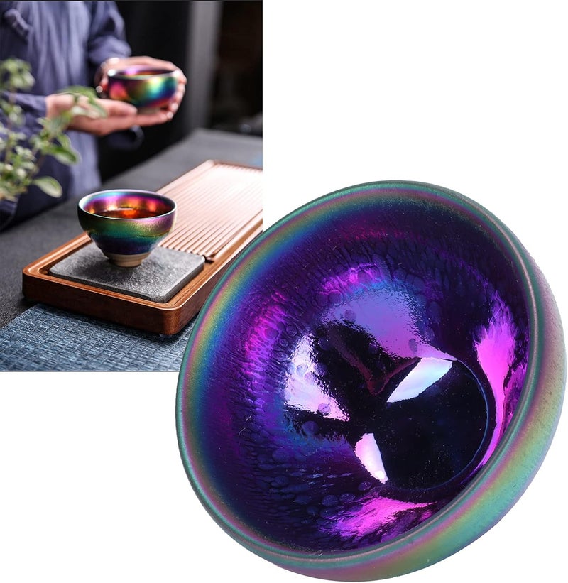 Topyond Ceramic Tea Cup Jianzhan Tenmoku Tea Bowl Handmade Porcelain Teacup Durability Easy to Clean Traditional Chinese Teaware Tea Ceremony Accessory Gift for Home Decoration - Image 3