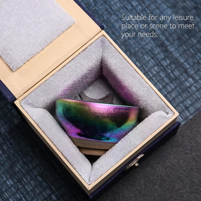 Topyond Ceramic Tea Cup Jianzhan Tenmoku Tea Bowl Handmade Porcelain Teacup Durability Easy to Clean Traditional Chinese Teaware Tea Ceremony Accessory Gift for Home Decoration - Image 2