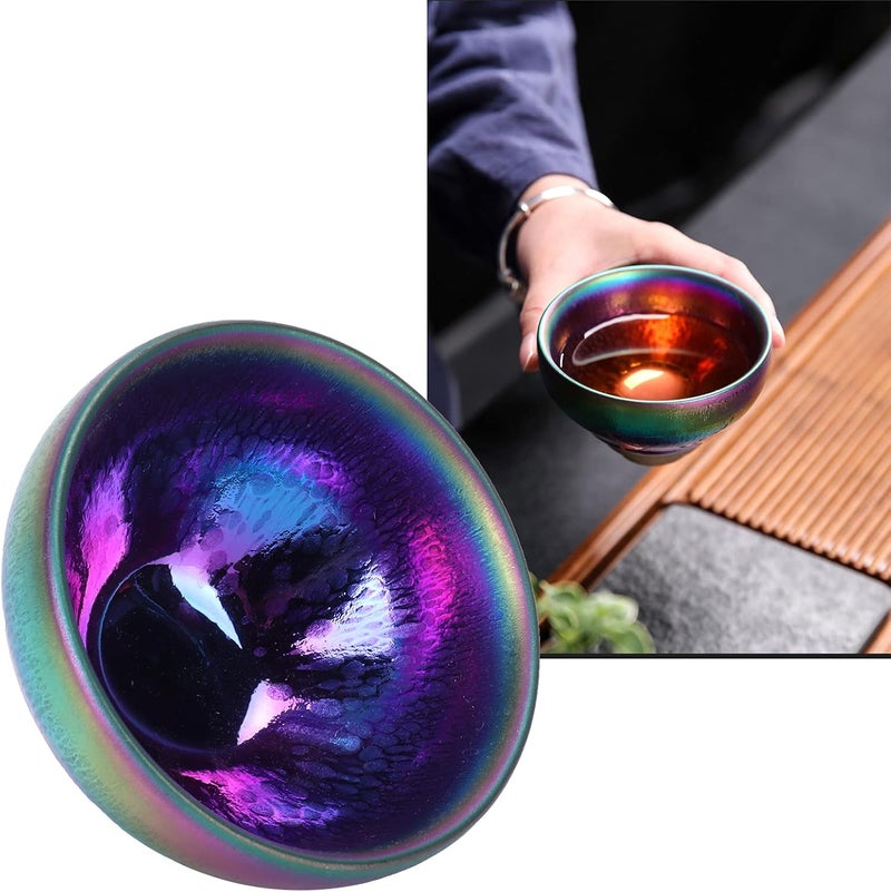 Topyond Ceramic Tea Cup Jianzhan Tenmoku Tea Bowl Handmade Porcelain Teacup Durability Easy to Clean Traditional Chinese Teaware Tea Ceremony Accessory Gift for Home Decoration - Image 4