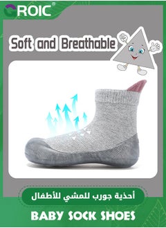 GROIC Baby Rubber Sole Non-Skid Walking Sock Shoes,Baby Shoes&Sneakers,Gifts for Newborn Infants,Baby Sock Shoes,Slip Indoor Floor Slipper,Walking Trainers Shoes for Baby(Gray)  - Image 2