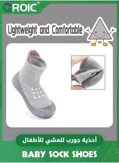 GROIC Baby Rubber Sole Non-Skid Walking Sock Shoes,Baby Shoes&Sneakers,Gifts for Newborn Infants,Baby Sock Shoes,Slip Indoor Floor Slipper,Walking Trainers Shoes for Baby(Gray)  - Image 4