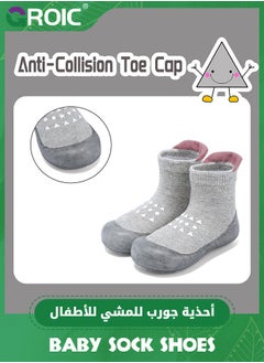 GROIC Baby Rubber Sole Non-Skid Walking Sock Shoes,Baby Shoes&Sneakers,Gifts for Newborn Infants,Baby Sock Shoes,Slip Indoor Floor Slipper,Walking Trainers Shoes for Baby(Gray)  - Image 3