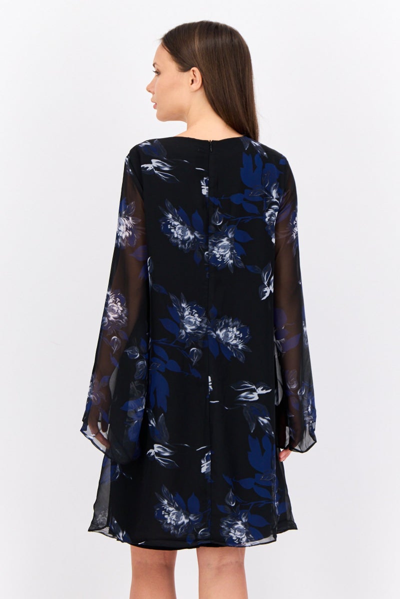 CARMEN MARC VALVO Women Allover Print Midi Dress, Black - Image 4