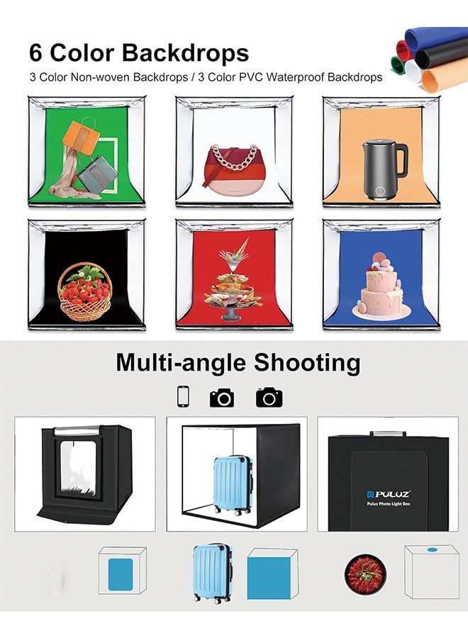 PULUZ PULUZ 60cm/24'' Light Box Photography,Large Photo Studio Light Box Professional Dimmable with 120 LED Beads CRI≥95 Photo Booth Shooting Tent Kit with 6 Color Backdrops for Product Photography  - Image 3