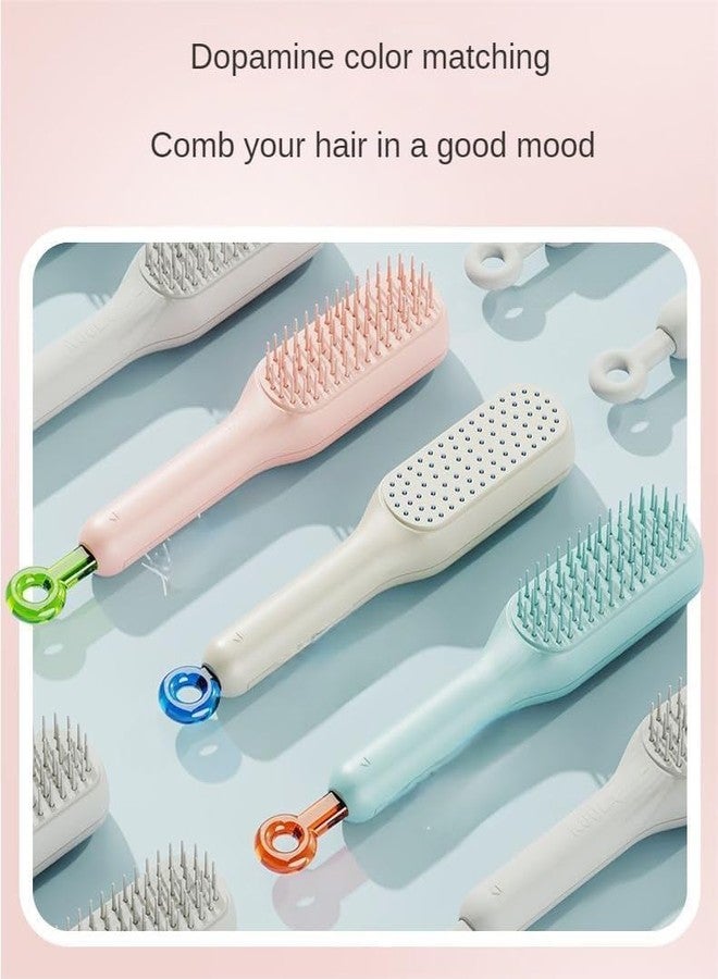 MEPOINT Self-Cleaning Anti-Static Massage Comb, Self Cleaning Hair Brush, Massage Comb For Hair, Retractable Rotary Lift Self-Cleaning Comb, Women's Hair Styling Tool (PINK) - Image 2