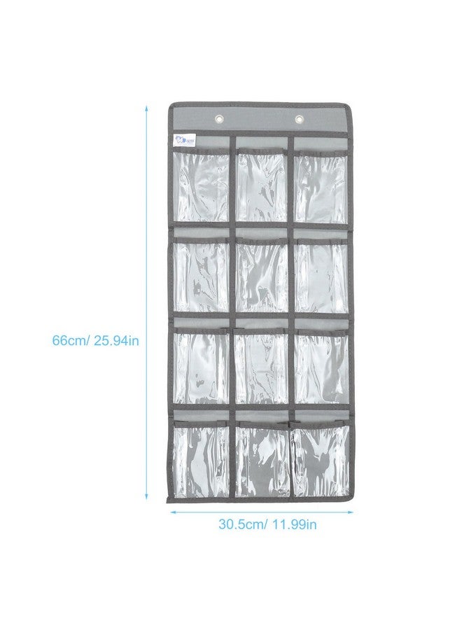 STOBOK STOBOK Calculator Holder for Classroom Cell Phone Storage Pocket Pouch Multi-Function Wall Hanging 12 Grids Clear Pocket Chart for Home Office Classroom Supplies  - Image 2