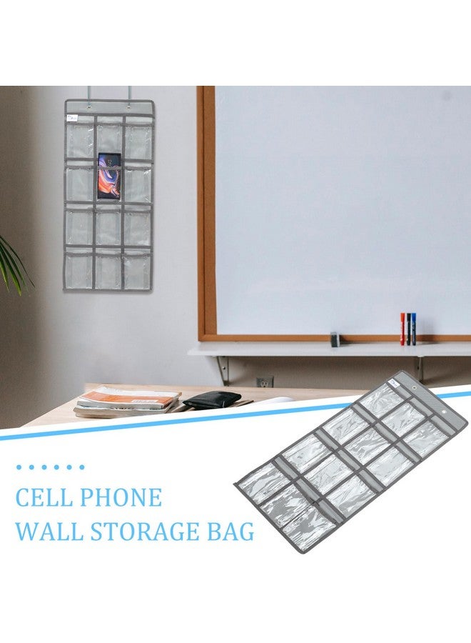 STOBOK STOBOK Calculator Holder for Classroom Cell Phone Storage Pocket Pouch Multi-Function Wall Hanging 12 Grids Clear Pocket Chart for Home Office Classroom Supplies  - Image 5