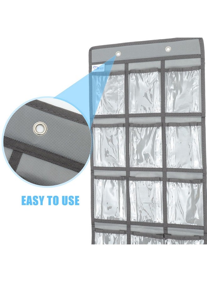 STOBOK STOBOK Calculator Holder for Classroom Cell Phone Storage Pocket Pouch Multi-Function Wall Hanging 12 Grids Clear Pocket Chart for Home Office Classroom Supplies  - Image 3