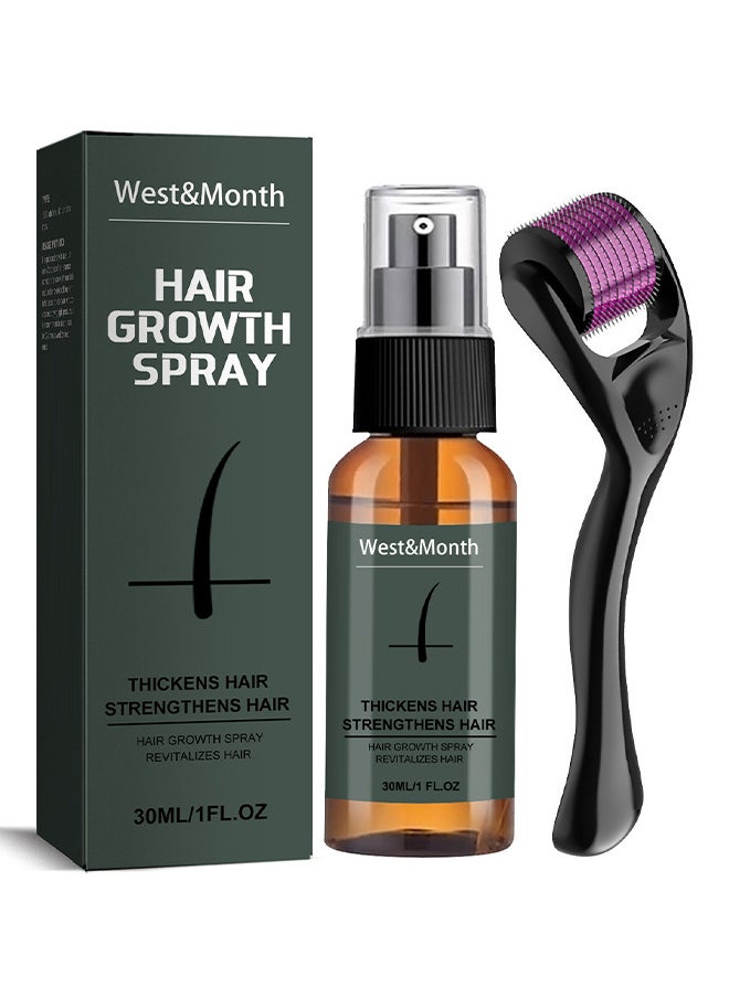 West&Month Beard Growth And Hair Regrowth Spray 30 ML With MicroNeedle Roller  - Image 1