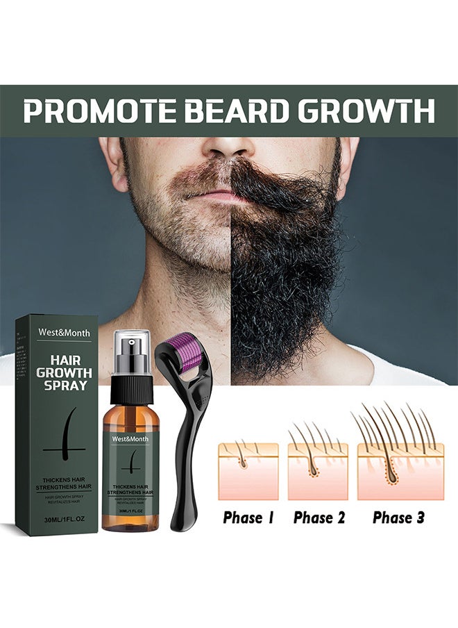 West&Month Beard Growth And Hair Regrowth Spray 30 ML With MicroNeedle Roller  - Image 2