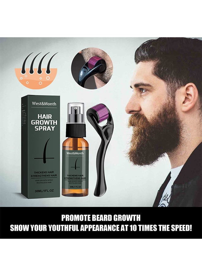 West&Month Beard Growth And Hair Regrowth Spray 30 ML With MicroNeedle Roller  - Image 3
