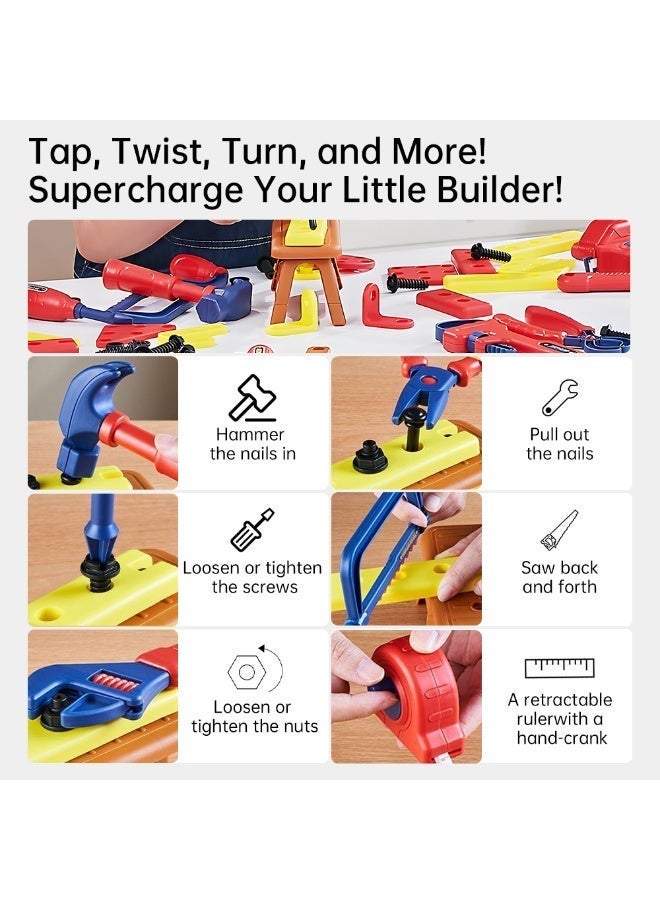 48-Piece Kids Tool Set with Electric Drill - STEM Construction Building Toys with Storage Box, Engineer Games Pretend Play Construction Tool Toys for Toddlers Ages 3+ - Image 4