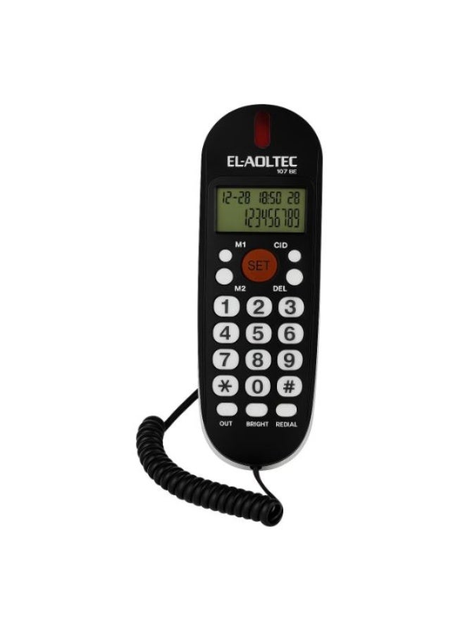 EL-Adl.Tec 107BE Corded Landline Phone, Digital Screen - Black - Image 2