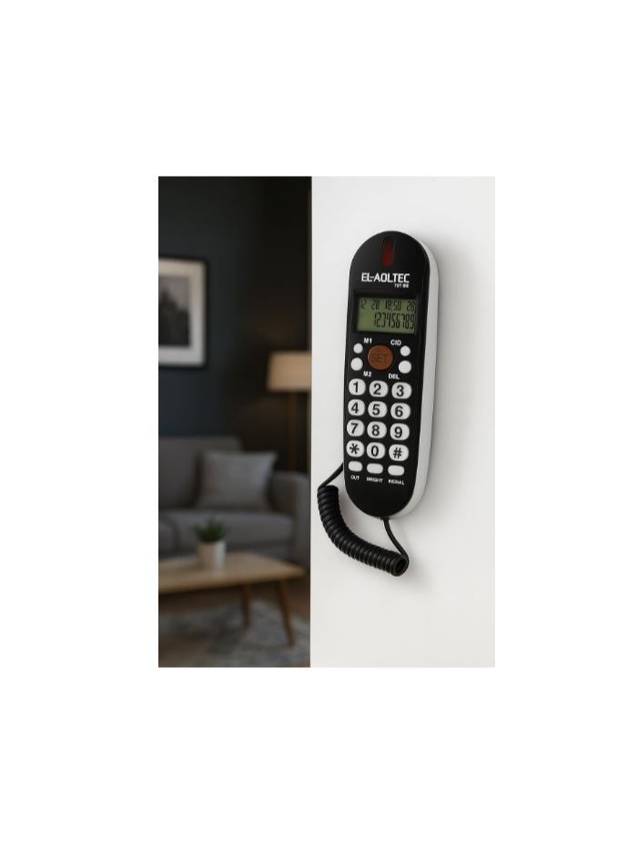 EL-Adl.Tec 107BE Corded Landline Phone, Digital Screen - Black - Image 3