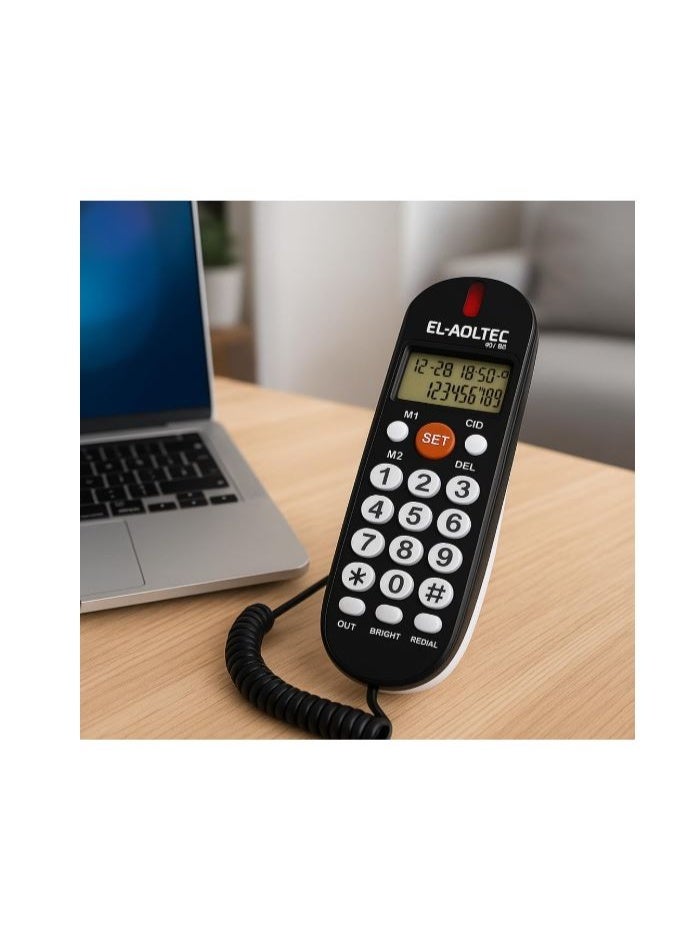 EL-Adl.Tec 107BE Corded Landline Phone, Digital Screen - Black - Image 4