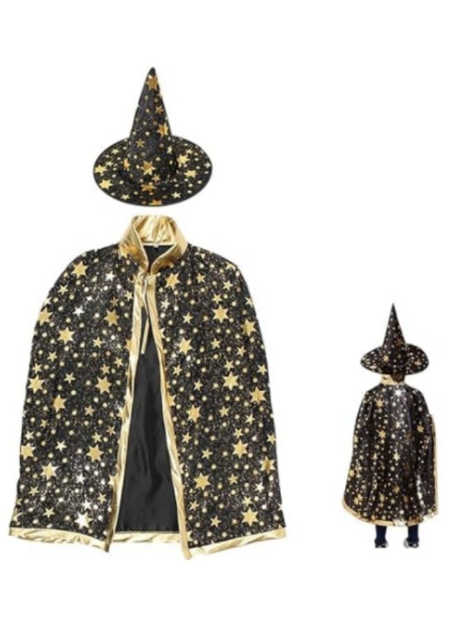 GGEROU Festival Costumes Cosplay Kids Wizard Party Costume Cloak Fancy Dress Witch Cape With Hat  - Image 1