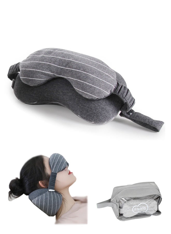 2 In 1 Eye Mask And Neck Pillow，Travel Pillow，Sleeping Eye Mask，For Long Flights Plane, Office, Cars Sleeping & Rest（Grey） - Image 1