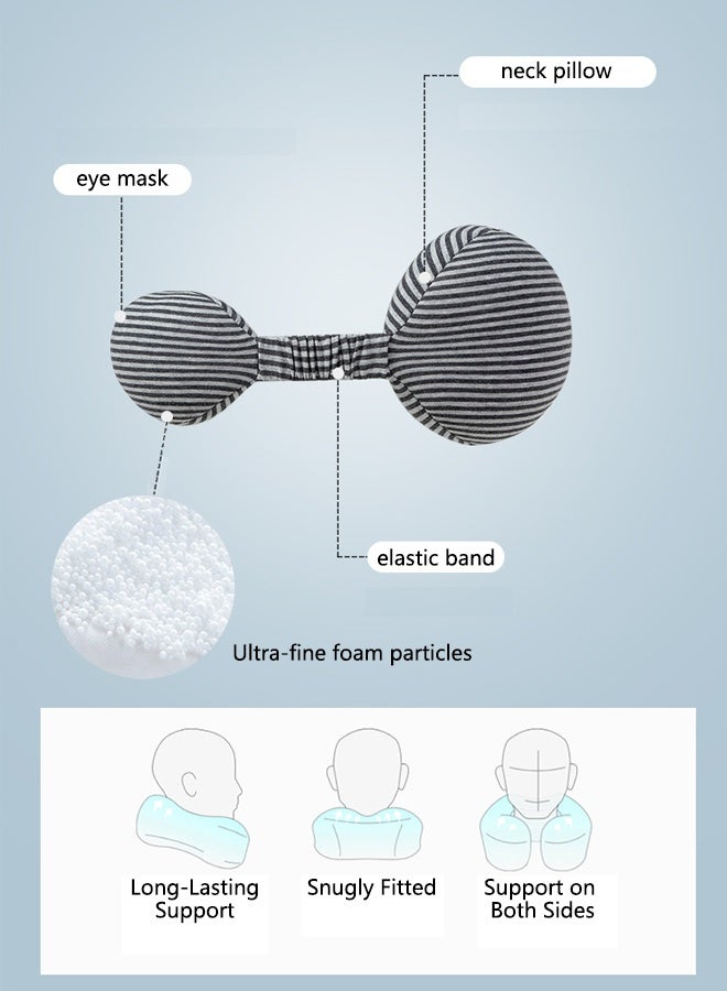 2 In 1 Eye Mask And Neck Pillow，Travel Pillow，Sleeping Eye Mask，For Long Flights Plane, Office, Cars Sleeping & Rest（Grey） - Image 2