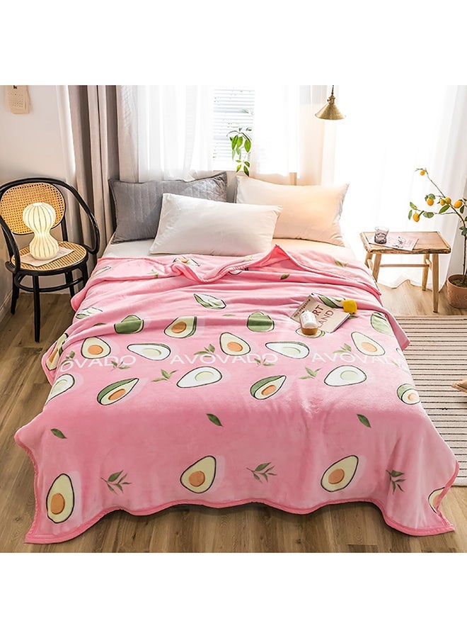 NIBEMINENT Soft Fruit Printed Thicken Simple Comfortable Blanket Cotton Pink 230x250centimeter