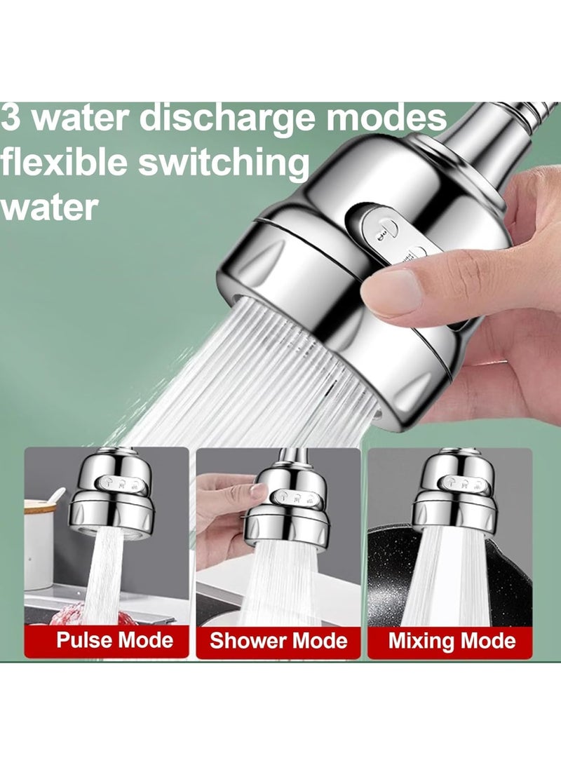 SYOSI Kitchen Faucet Head, 360° Swivel Faucet Extender with 3 Spray Modes, Universal Aluminum Adapter for Anti-Splash Water Flow, Easy Installation Kitchen Sink Accessory for Home and Restaurant - Image 2
