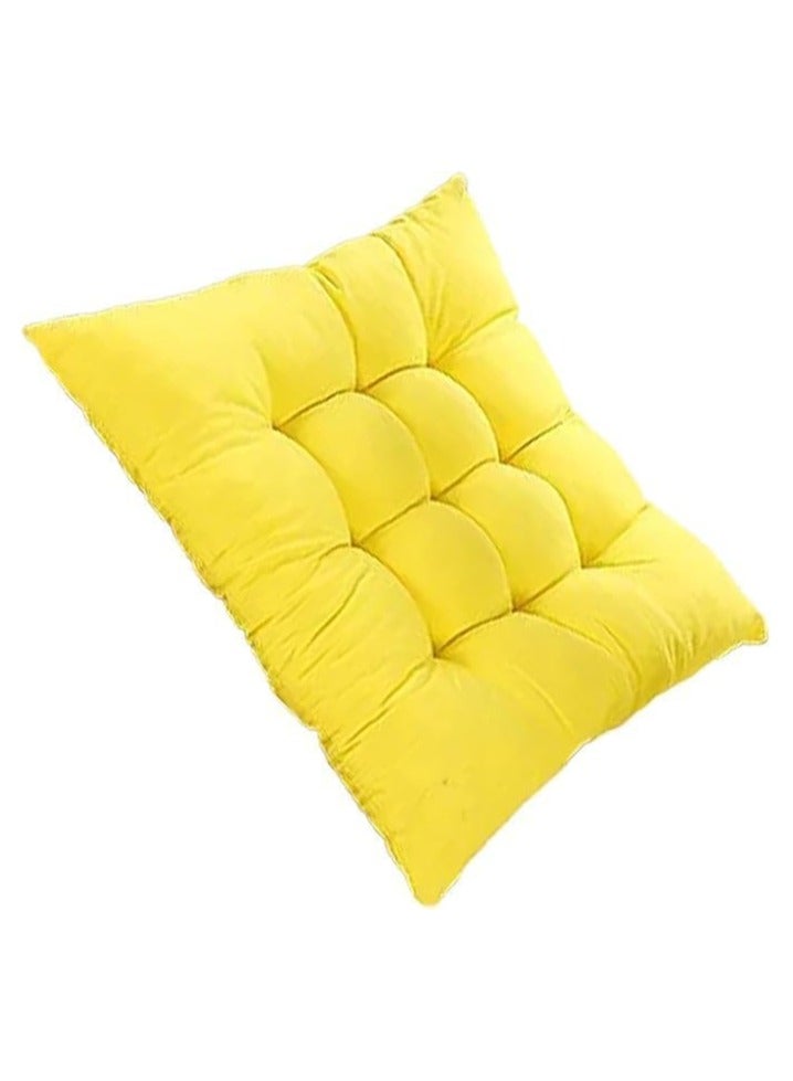 40 x 40 cm capitone shawl set with high-density fiber filling, comfortable design, bright colors, and a tie for fixing, ideal for balconies, cafes, and chalets, 3 pieces, yellow