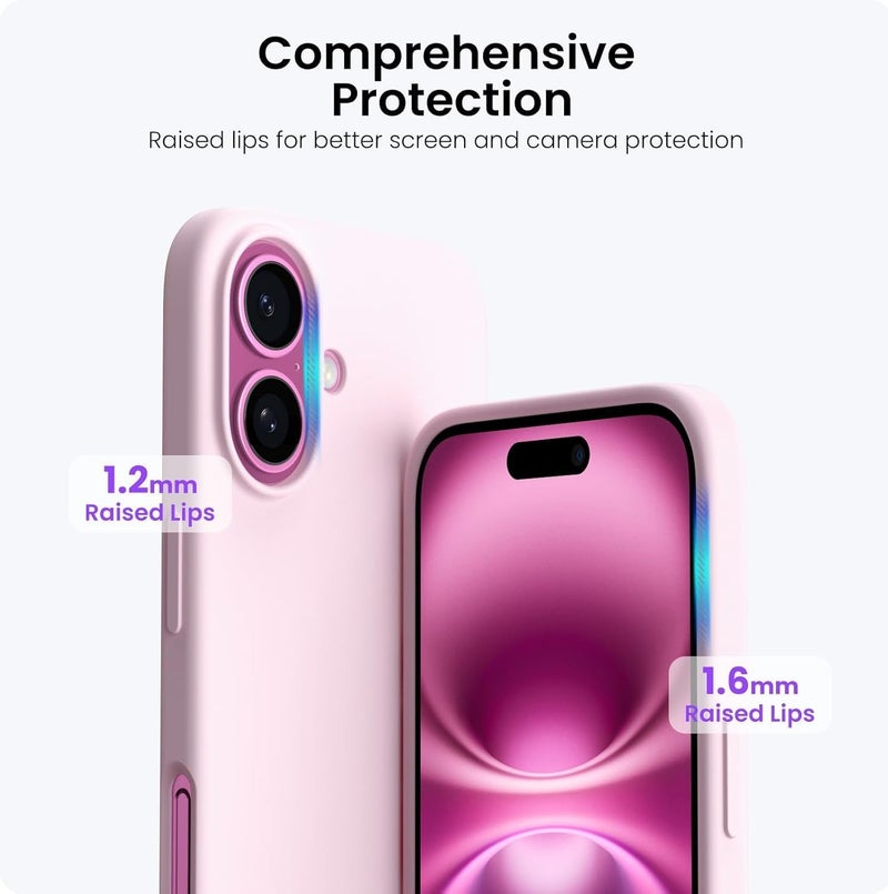 YoYoTech iPhone 16 Plus 6.7' 2024 Liquid Soft Silicone iPhone 16 Plus Cover with Inside Microfiber Lining Shockproof Gel Rubber Phone Case - Pink - Image 2