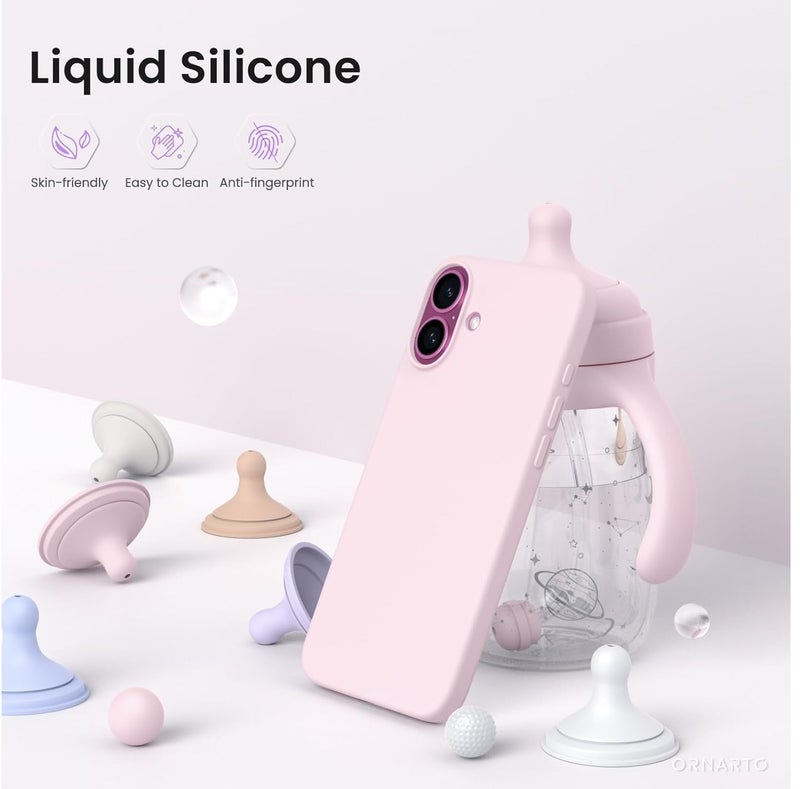 YoYoTech iPhone 16 Plus 6.7' 2024 Liquid Soft Silicone iPhone 16 Plus Cover with Inside Microfiber Lining Shockproof Gel Rubber Phone Case - Pink - Image 3