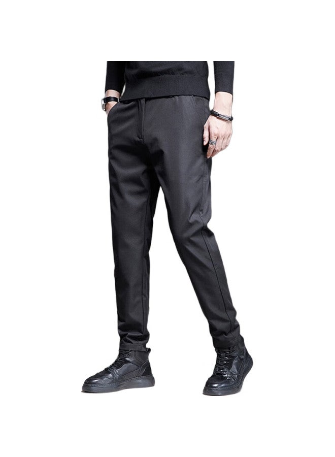 ROMON Men'S Casual Pants Spring And Autumn Business Commute Men'S Pants Elastic Slim Straight Pants Men 32Kz Black 32 - Image 2