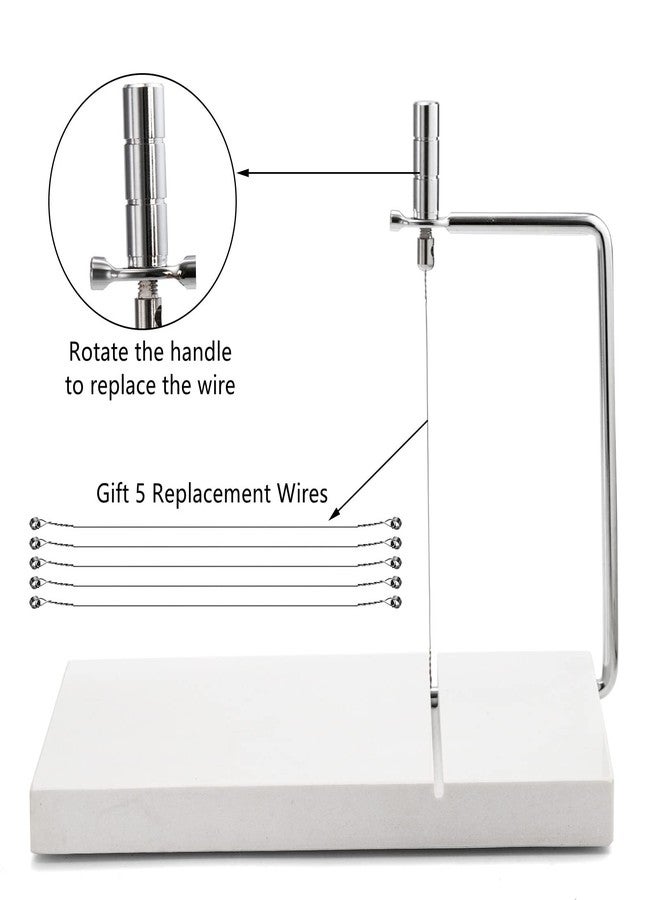 ZEAYEA قطاعة جبن زيا، قطاعة جبن رخامية بستة أسلاك، لوح تقطيع جبن شديد التحمل 8 بوصات طول × 5 بوصات عرض لتقطيع الجبن الصلب والزبدة والفواكه والمقبلات، رخام أبيض - Image 4