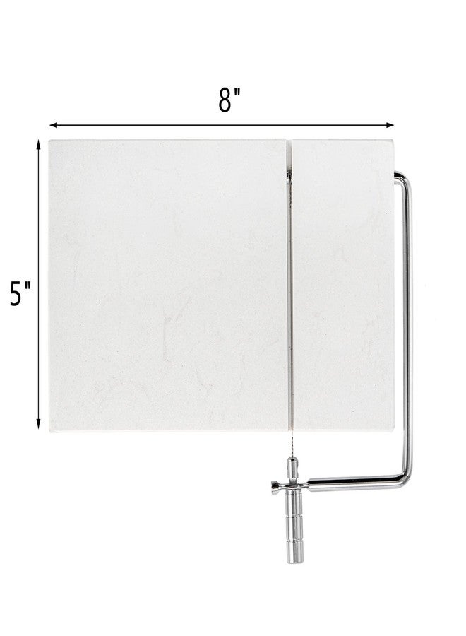 ZEAYEA قطاعة جبن زيا، قطاعة جبن رخامية بستة أسلاك، لوح تقطيع جبن شديد التحمل 8 بوصات طول × 5 بوصات عرض لتقطيع الجبن الصلب والزبدة والفواكه والمقبلات، رخام أبيض - Image 2