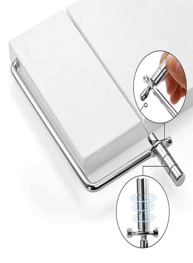 ZEAYEA قطاعة جبن زيا، قطاعة جبن رخامية بستة أسلاك، لوح تقطيع جبن شديد التحمل 8 بوصات طول × 5 بوصات عرض لتقطيع الجبن الصلب والزبدة والفواكه والمقبلات، رخام أبيض - Image 5