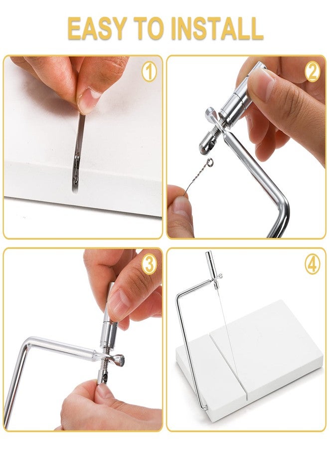 ZEAYEA قطاعة جبن زيا، قطاعة جبن رخامية بستة أسلاك، لوح تقطيع جبن شديد التحمل 8 بوصات طول × 5 بوصات عرض لتقطيع الجبن الصلب والزبدة والفواكه والمقبلات، رخام أبيض - Image 3