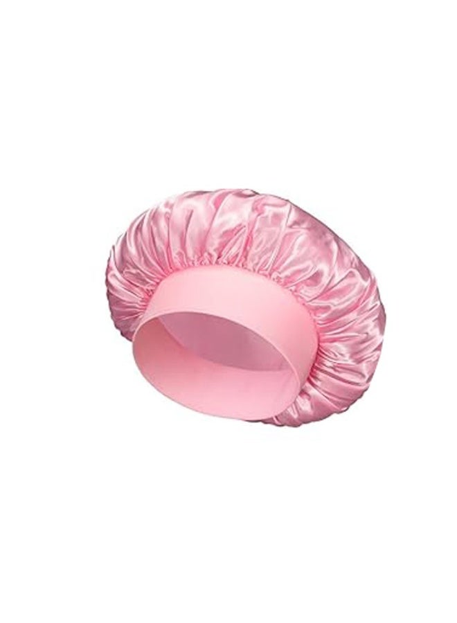 2Pcs Oversize Silk Satin Hair Bonnet for Sleeping, Sleep Bonnet with Elastic Soft Band,Sleep Bonnet Sleep Cap for Hair Curly Hair Sleeping Natural Hair(black and pink color) - Image 5