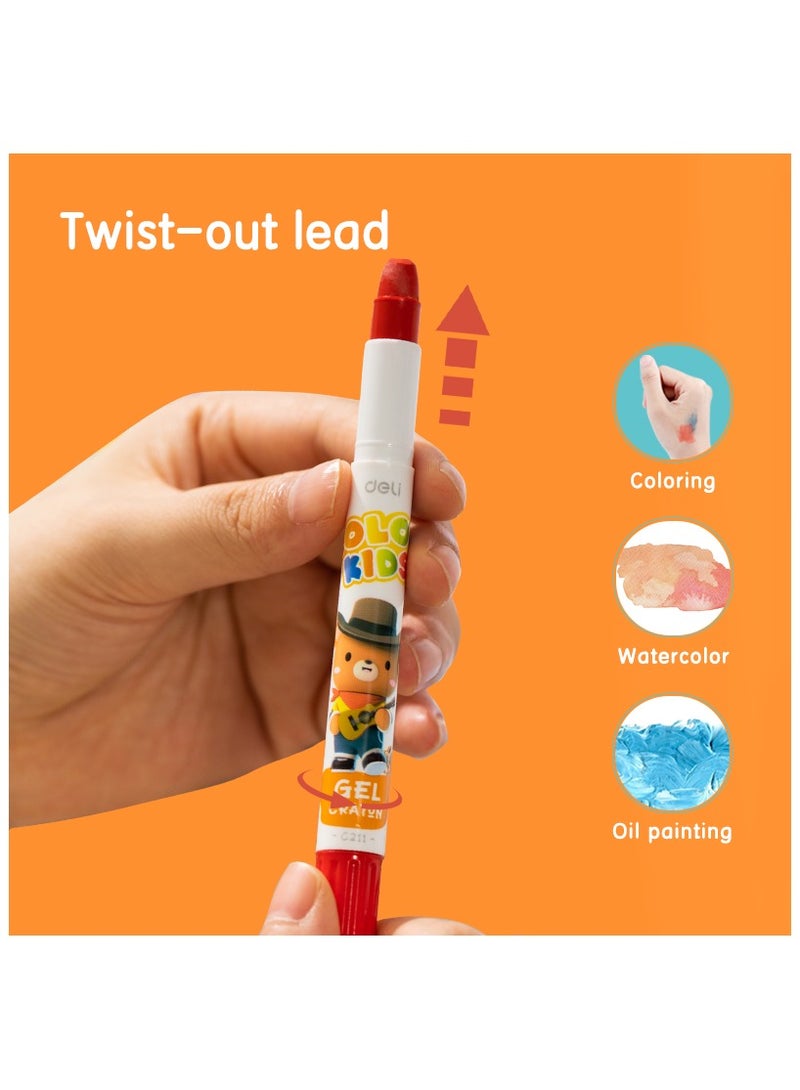 Deli Deli EC211-24 Gel Crayons Water-Soluble, 24 Colors – ideal for kids’ creative drawing - Image 4