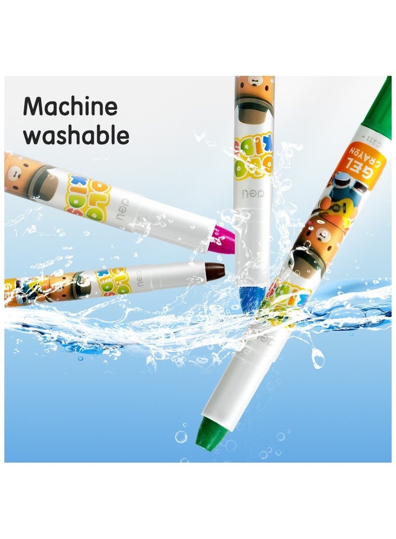 Deli Deli EC211-24 Gel Crayons Water-Soluble, 24 Colors – ideal for kids’ creative drawing - Image 2