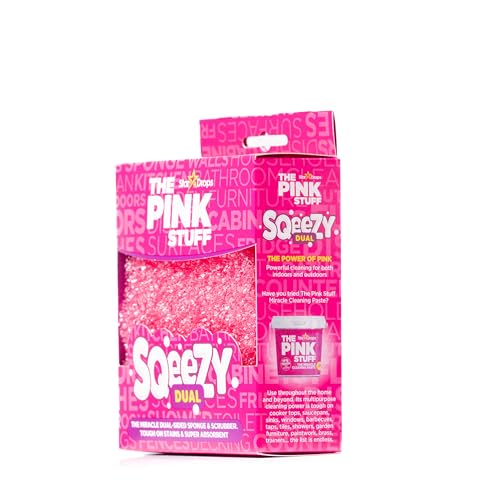 Stardrops – The Pink Stuff – SQeeZY Miracle Dual Sided Scrubber Sponge, Scratch Free Solution for Ultimate Home Cleaning - Perfect for Kitchens, Bathrooms, and Outdoor Use, 3-Pack - Image 2