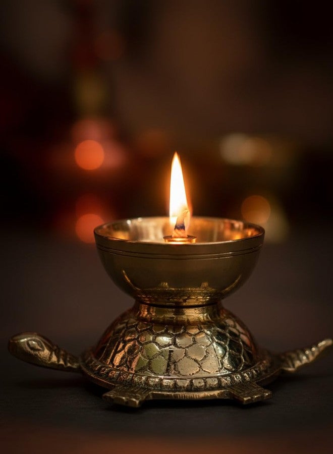 SACCH Handcrafted Brass Turtle Diya for Puja, Good Luck & Prosperity – Traditional Kachua Deep for Mandir, Vastu, Home Decor, Wealth & Spiritual Gifting – Polished Gold Finish, Small Size (115g) - Image 2