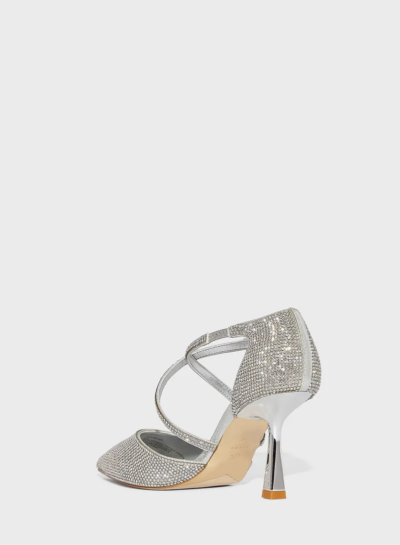 Dune LONDON Crystalled Hotfix Perspex High Heel Pumps