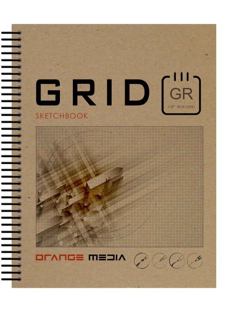Design Ideation Grid Sketchbook Spiral Bound Journal Style Sketchbook for Pencil Ink Marker Charcoal and Watercolor Paints Art Design and Education 85 x 11 1 - Image 3