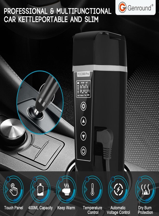 Genround Car Electric Kettle,Electric Heated Travel Mug,400ml Portable Water Boiler Heated Mug,40-100℃ Temperature Adjustable,Car Coffee Warmer Car Heating Cup - Image 3