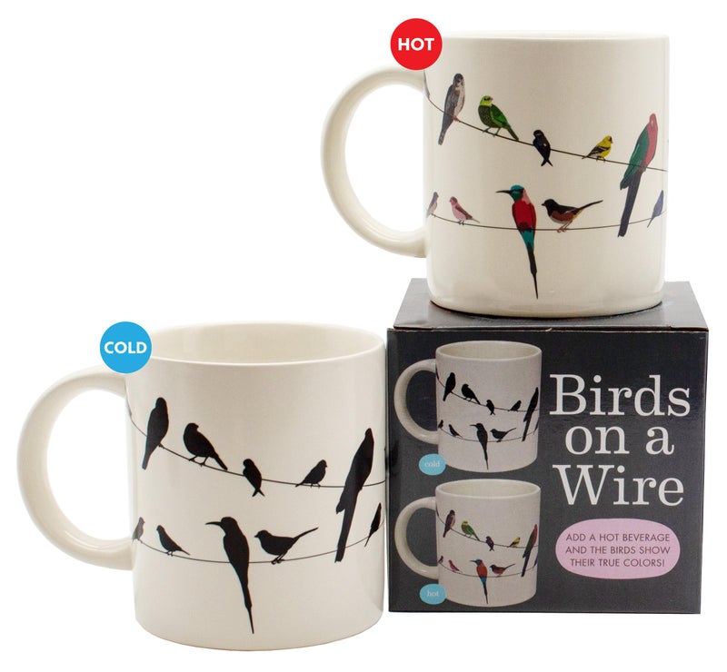 The Unemployed Philosophers Guild Birds on a Wire Heat Changing Mug - Add Coffee and Colorful Birds Appear, Comes in a Fun Box - Image 3