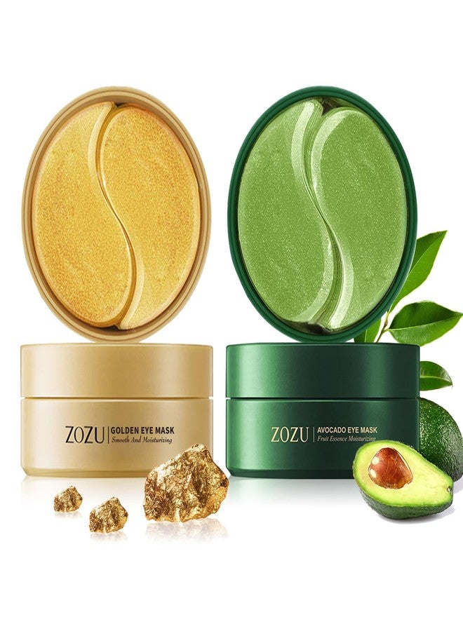 dewyhour Avocado & Gold Hydrogel Eye Mask Set - Collagen Under Eye Patches to Reduce Puffiness, Dark Circles & Wrinkles | Korean Skincare Treatment for Firming, Hydration - Image 1
