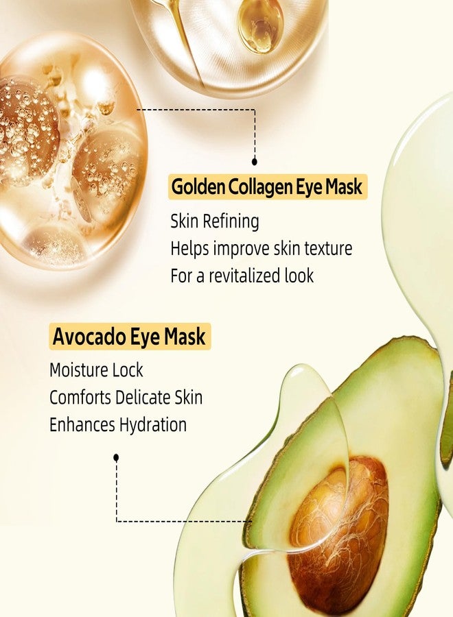dewyhour Avocado & Gold Hydrogel Eye Mask Set - Collagen Under Eye Patches to Reduce Puffiness, Dark Circles & Wrinkles | Korean Skincare Treatment for Firming, Hydration - Image 4