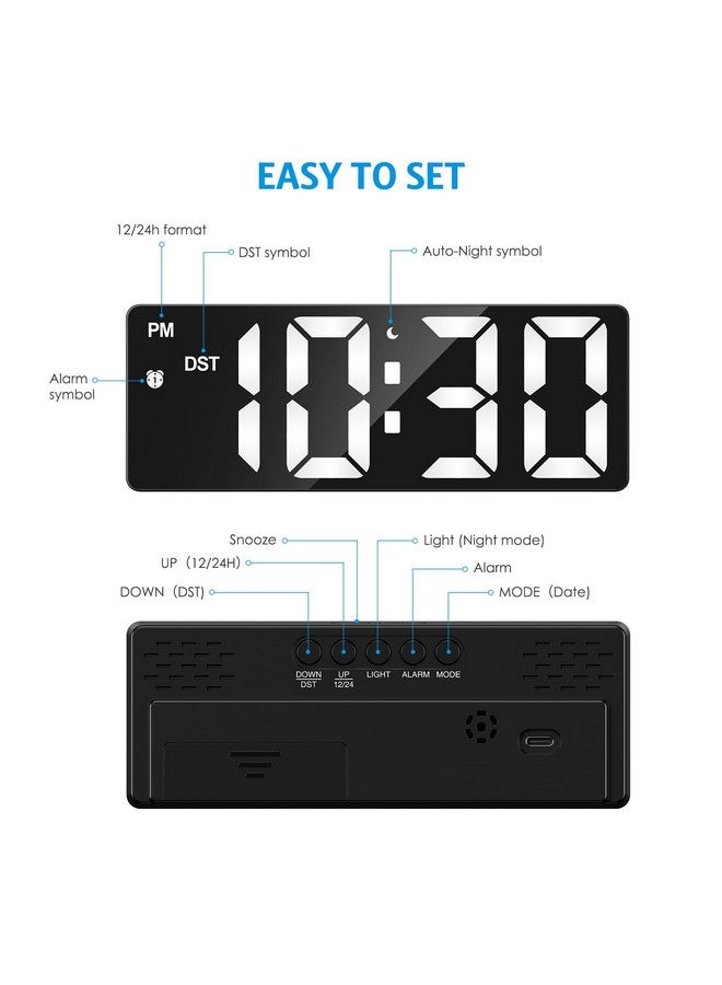 AMIR ساعة رقمية مطورة، ساعة منبه رقمية تعمل بالطاقة USB، ساعات منبه LED لغرف النوم، ساعة رقمية صغيرة مع سطوع قابل للتعديل، 12/24 ساعة، التوقيت الصيفي، مصدر طاقة مزدوج، زر الغفوة لغرفة النوم - Image 4