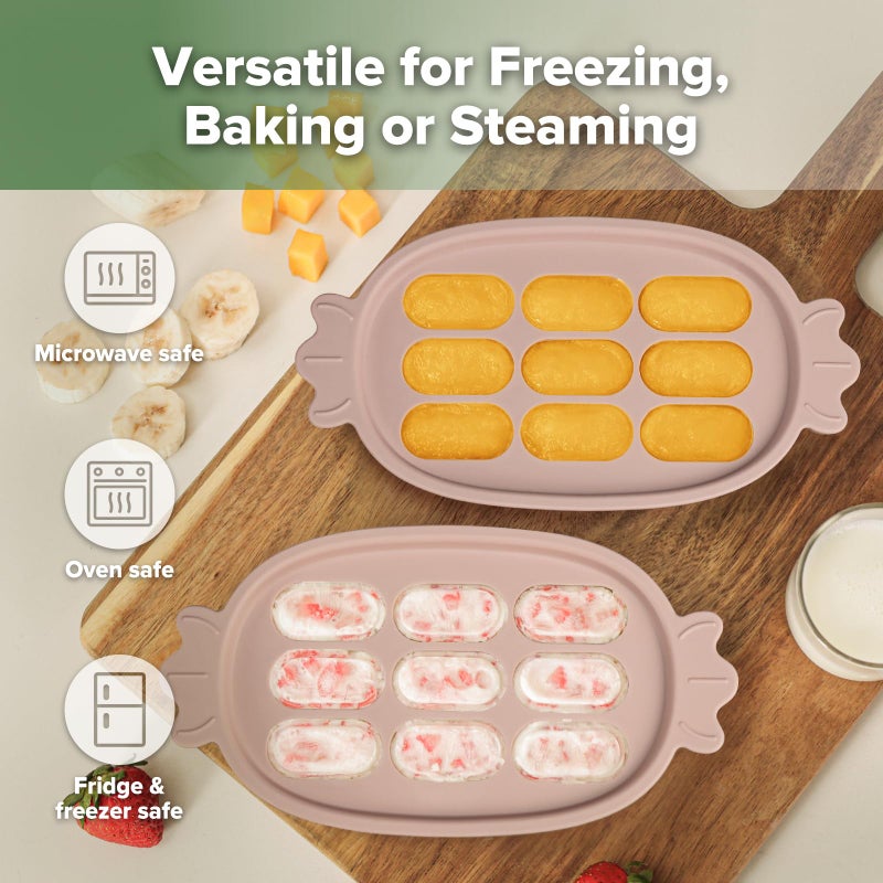 Haakaa Baby Popsicle Mold - Baby Food Maker & Breastmilk Teething Freezer Tray - BPA Free Silicone-Pink - Image 3