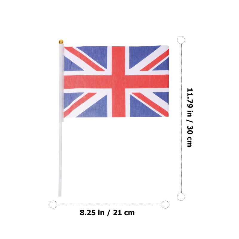 Union Jack Hand Waving Flags 50 Pack Polyester 8x6 Inch 12 Inch Stick For Festival - Image 3
