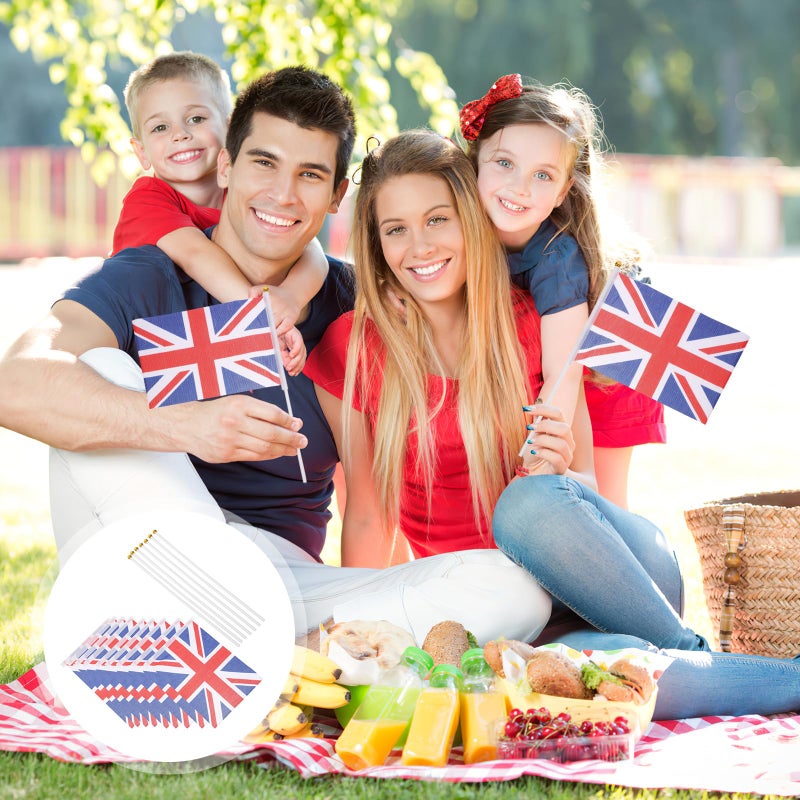Union Jack Hand Waving Flags 50 Pack Polyester 8x6 Inch 12 Inch Stick For Festival - Image 4