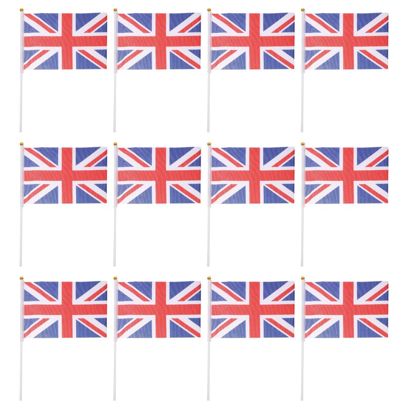 Union Jack Hand Waving Flags 50 Pack Polyester 8x6 Inch 12 Inch Stick For Festival - Image 2