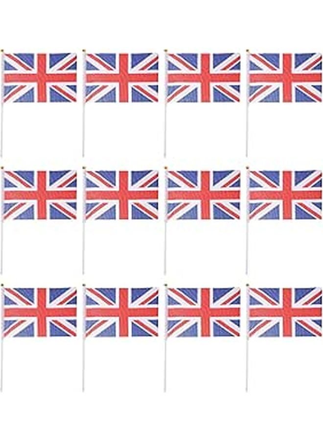 Union Jack Hand Waving Flags 50 Pack Polyester 8x6 Inch 12 Inch Stick For Festival - Image 1