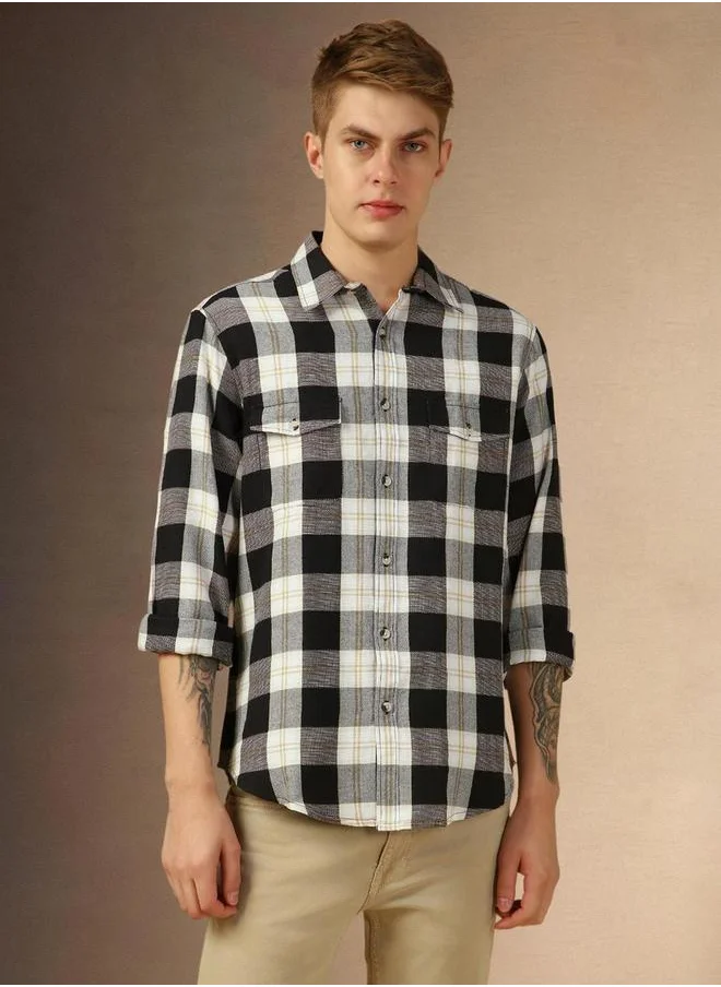 دينيس لينغو Checked Long Sleeves Casual Shirt by Styli